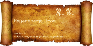 Mayersberg Uros névjegykártya